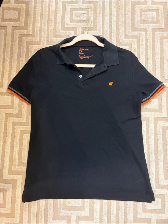Other - Men’s Black Polo Shirt with Orange Trim